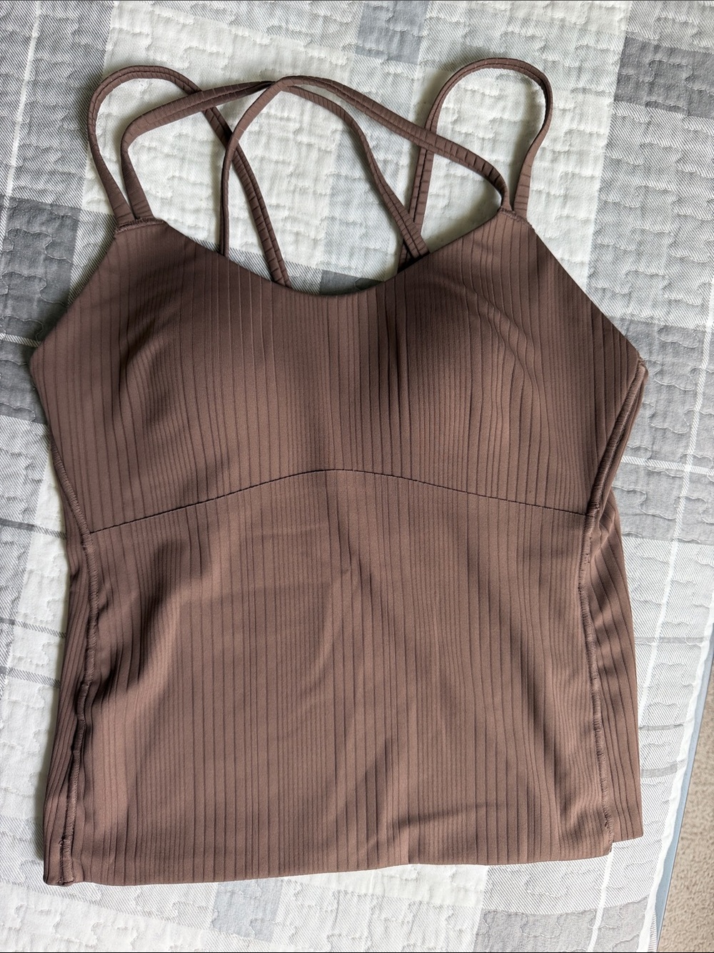 Women's Ribbed Strappy Tank Top - Brown